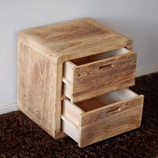 Drevený stolík Retro Cube s 2 zásuvkami - 2