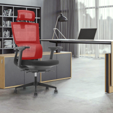 Ergonomická kancelářská židle Grove Black, síťovina, červená - 5