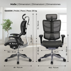 Ergonomická kancelářská židle Norfolk, šedá - 7