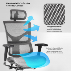 Ergonomická kancelářská židle Spokane, šedá - 4