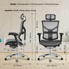 Ergonomická kancelářská židle Spokane, šedá - 7