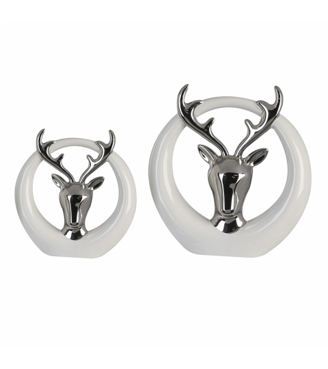 Figurka Deer, 14 cm, bílá / stříbrná