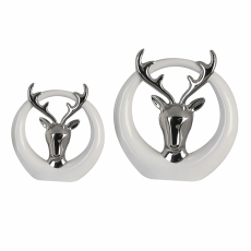 Figurka Deer, 19,5 cm, bílá / stříbrná - 1