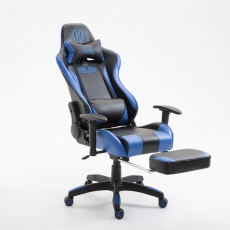 Herná stolička Boavista, syntetická koža, čierna / modrá - 5