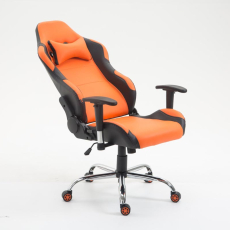 Herná stolička Rosberg, syntetická koža, čierna / oranžová - 5