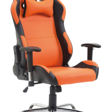 Herná stolička Rosberg, syntetická koža, čierna / oranžová - 1