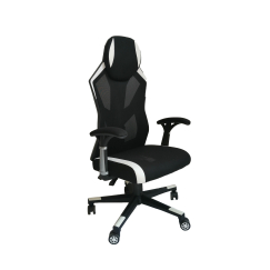 Herné kreslo Gaming Soft, textil, čierna / biela