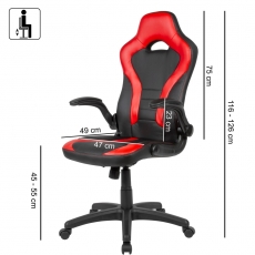 Herné kreslo Gerard, syntetická koža, čierna / červená - 3