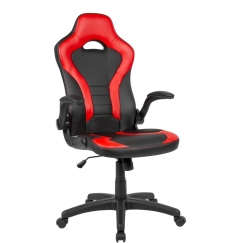 Herné kreslo Gerard, syntetická koža, čierna / červená