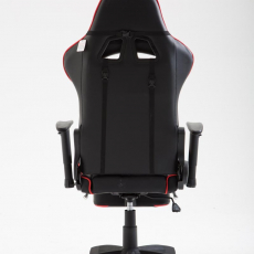 Herné kreslo Jarama s podnožkou, syntetická koža, červená - 4