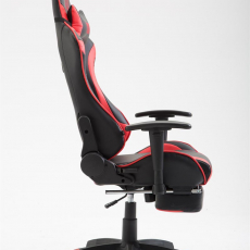 Herné kreslo Jarama s podnožkou, syntetická koža, červená - 3