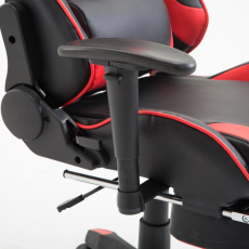 Herné kreslo Jarama s podnožkou, syntetická koža, červená - 7