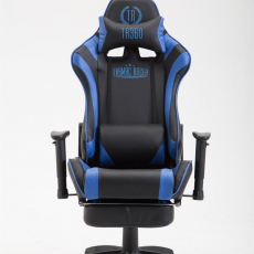 Herné kreslo Jarama s podnožkou, syntetická koža, modrá - 2