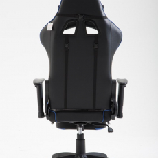 Herné kreslo Jarama s podnožkou, syntetická koža, modrá - 4