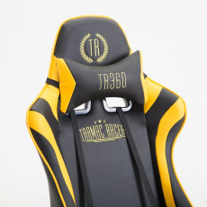 Herné kreslo Jarama s podnožkou, syntetická koža, žltá - 7