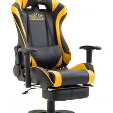 Herné kreslo Jarama s podnožkou, syntetická koža, žltá - 1