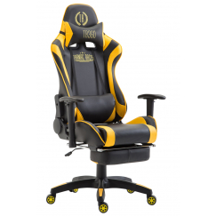 Herné kreslo Jarama s podnožkou, syntetická koža, žltá