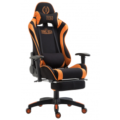 Herné kreslo Jarama s podnožkou, textil, oranžová