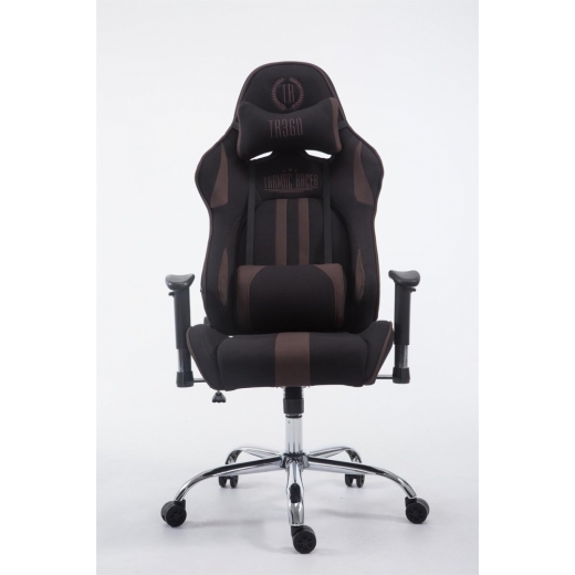 Herné kreslo Racing Edition, textil, hnedá - 1