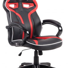 Herné kreslo Schumi, syntetická koža, čierna / červená - 1