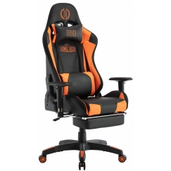 Herné kreslo Turbo LED, syntetická koža, čierna / oranžová