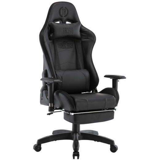Herné kreslo Turbo LED, syntetická koža, čierna - 1