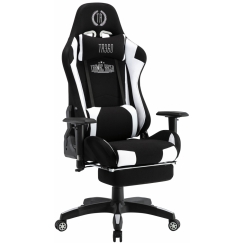 Herné kreslo Turbo LED, textil, čierna / biela
