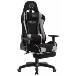 Herné kreslo Turbo LED, textil, čierna / sivá