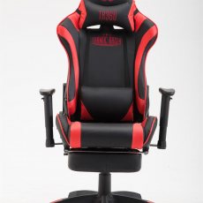 Herní křeslo Jarama s podnožkou, syntetická kůže, červená - 2