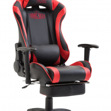 Herní křeslo Jarama s podnožkou, syntetická kůže, červená - 1