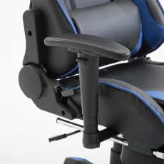 Herní křeslo Jarama s podnožkou, syntetická kůže, modrá - 7