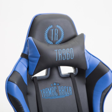 Herní křeslo Jarama s podnožkou, syntetická kůže, modrá - 6