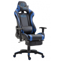 Herní křeslo Jarama s podnožkou, syntetická kůže, modrá