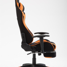 Herní křeslo Jarama s podnožkou, textil, oranžová - 3