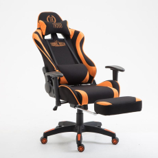 Herní křeslo Jarama s podnožkou, textil, oranžová - 5