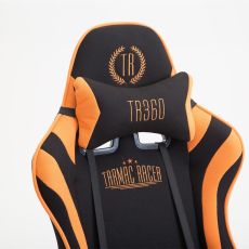 Herní křeslo Jarama s podnožkou, textil, oranžová - 6