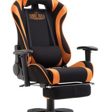 Herní křeslo Jarama s podnožkou, textil, oranžová - 1