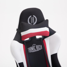 Herní křeslo Jerez s podnožkou, textil, bílá - 4