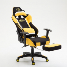 Herní křeslo Jerez s podnožkou, textil, žlutá - 8