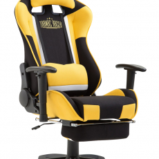 Herní křeslo Jerez s podnožkou, textil, žlutá - 1