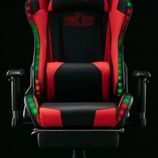 Herní křeslo Turbo LED, syntetická kůže, černá / červená - 2