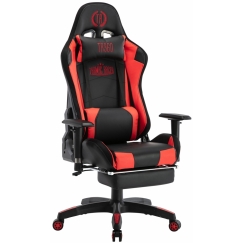 Herní křeslo Turbo LED, syntetická kůže, černá / červená