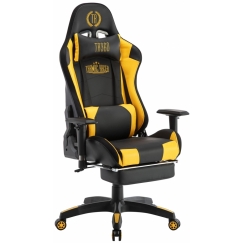 Herní křeslo Turbo LED, syntetická kůže, černá / žlutá