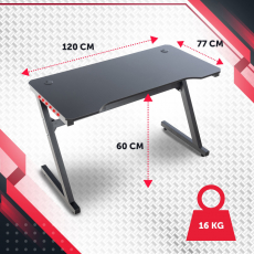 Herní stůl Lewiston Z LED, černá - 7