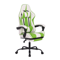 Herní židle Game, syntetická kůže, bílá / zelená - 2