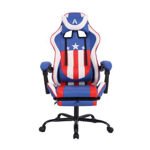 Herní židle Game, syntetická kůže, modrá / bílá - 1
