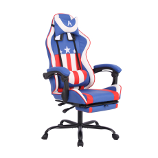 Herní židle Game, syntetická kůže, modrá / bílá - 2