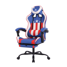 Herní židle Game, syntetická kůže, modrá / bílá - 7