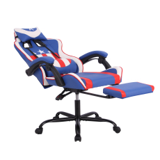 Herní židle Game, syntetická kůže, modrá / bílá - 8