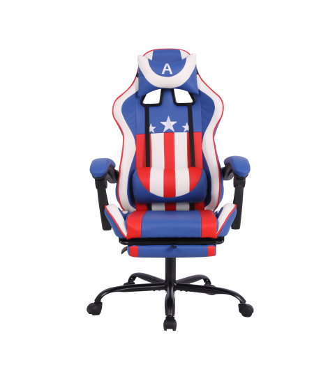Herní židle Game, syntetická kůže, modrá / bílá